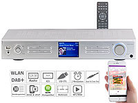VR-Radio WLAN-HiFi-Tuner mit Internetradio, DAB+, UKW, Streaming, MP3, silber; DAB-Internetradios mit CD-Player und Bluetooth, Stereo-WLAN-Internetradios mit Bluetooth & App DAB-Internetradios mit CD-Player und Bluetooth, Stereo-WLAN-Internetradios mit Bluetooth & App 