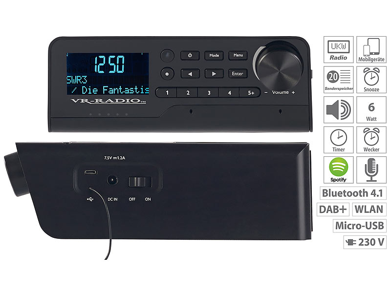 ; HiFi-Tuner für Internetradios & DAB+, mit USB-Ladeports 