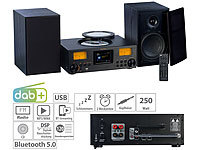 VR-Radio Micro-Stereoanlage: Webradio, DAB+, CD, Bluetooth, App, 300 W, schwarz; HiFi-Tuner für Internetradios & DAB+, mit USB-Ladeports HiFi-Tuner für Internetradios & DAB+, mit USB-Ladeports 