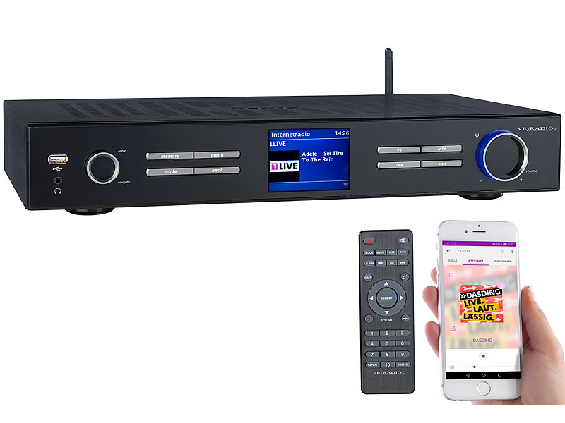 ; DAB-Internetradios mit CD-Player und Bluetooth, Stereo-WLAN-Internetradios mit Bluetooth & App 