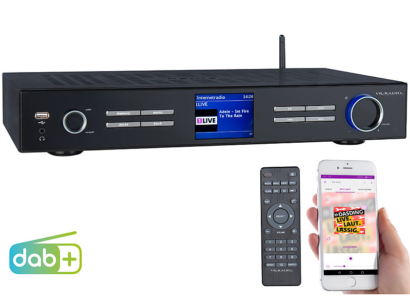 VR-Radio WLAN-HiFi-Tuner mit Internetradio, DAB+, UKW, Streaming, MP3,  schwarz