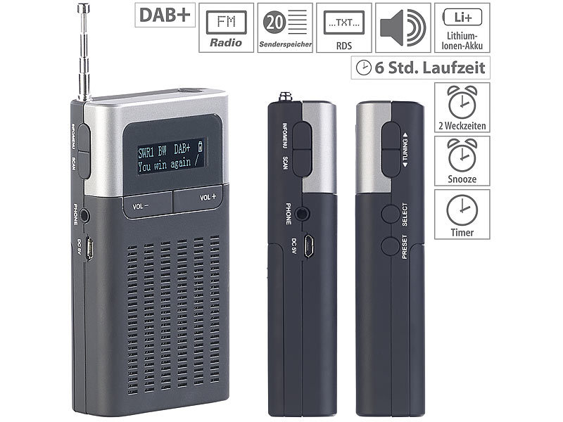 Radio FM Taschenradio Mini Dab Usb MP3 Digital Player LCD Reiseradio UKW Tragbar 