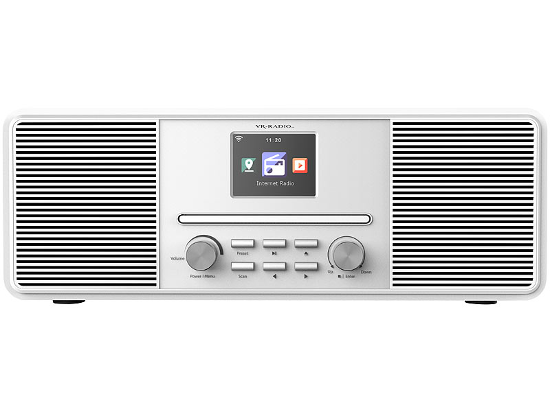 weiß DAB+/FM & Bluetooth VR-Radio Stereo-Internetradio mit CD-Player 40 Watt 