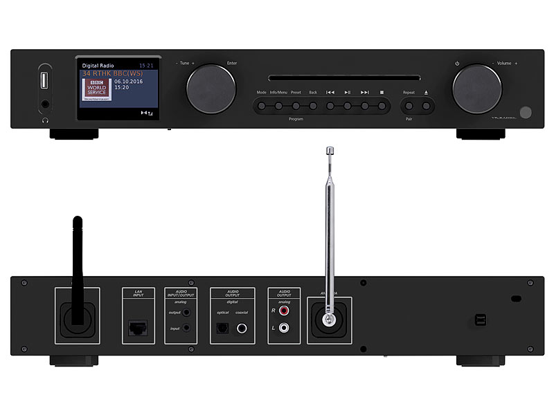 ; HiFi-Tuner für Internetradios & DAB+, mit USB-Ladeports HiFi-Tuner für Internetradios & DAB+, mit USB-Ladeports 