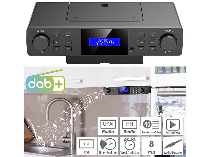 ; HiFi-Tuner für Internetradios & DAB+, mit USB-Ladeports 