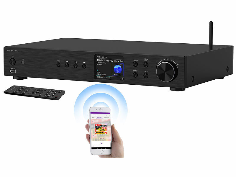 ; WLAN-HiFi-Receiver, Internetradio, DAB+, UKW, CD, BT, USB, DAB-Internetradios mit CD-Player und Bluetooth 